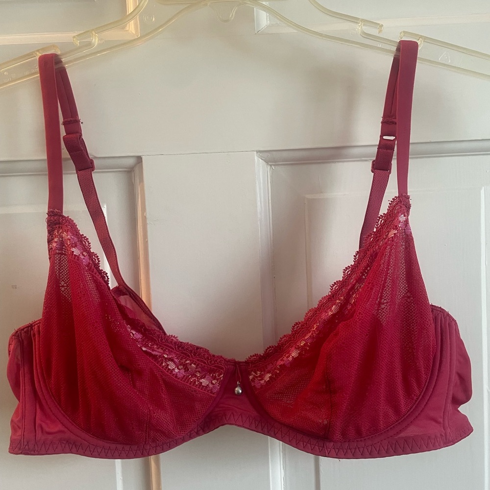 Sexy 34B Vintage floral Intimissimi VS Sheer Bra Balconette underwire pink blush